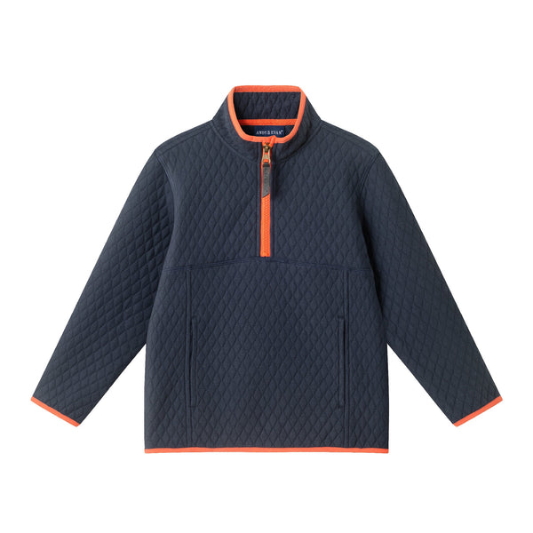 kids-diamond-quilted-quarter-zip-pullover-navy Sophia's StyleSweaters-1